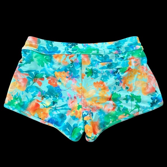 Athleta Girl size XXL 16 Aqua Floral Cannonball 2.0 Swim Shorts Swimwear Modest - Picture 2 of 4